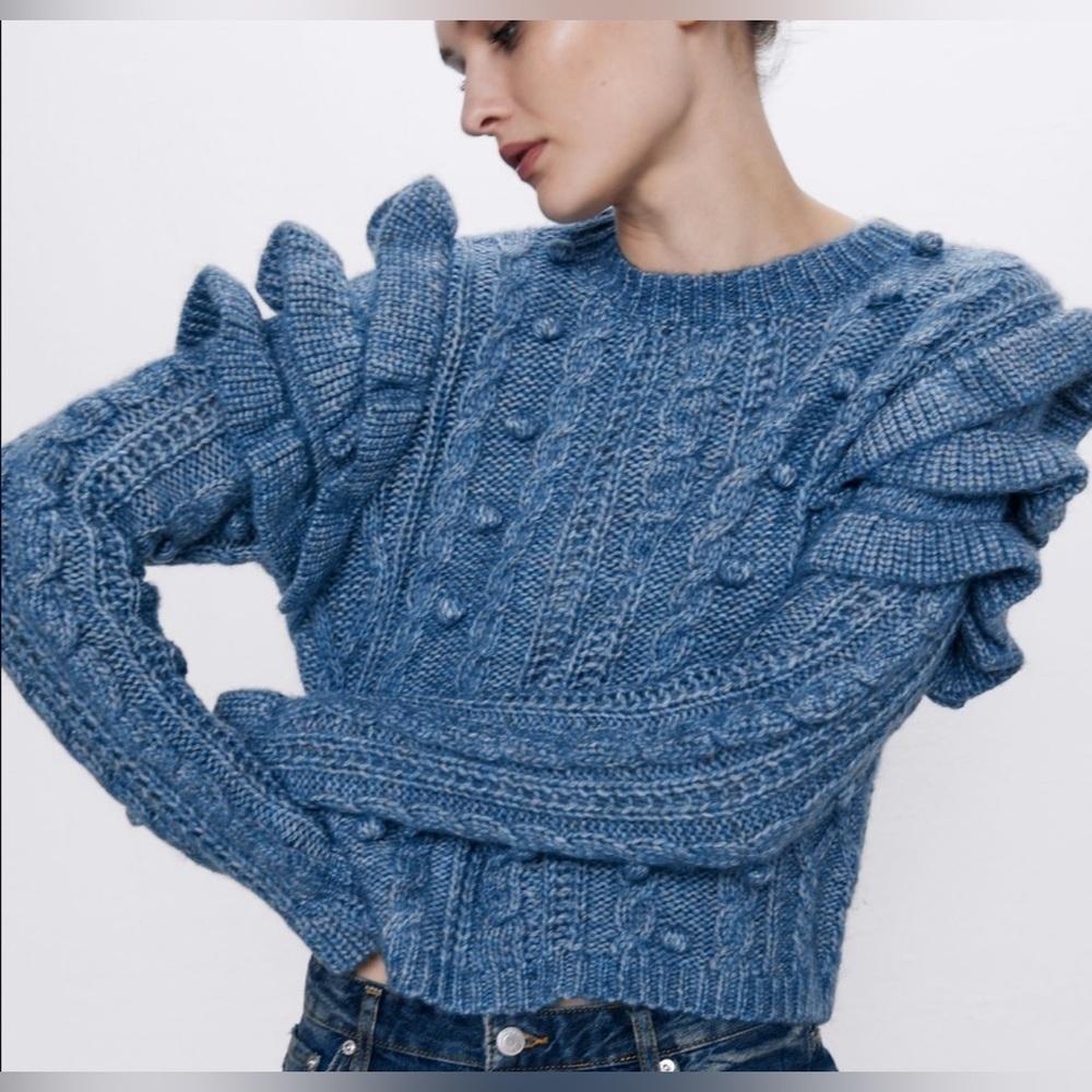 Zara sweater with Pompoms-NWT